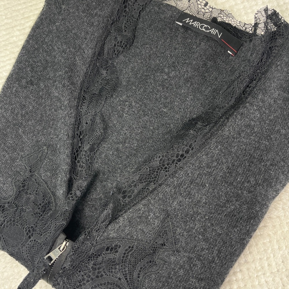 Marc Cain Women's Sleeveless Gray Cashmere Silk Lace Detail Vest